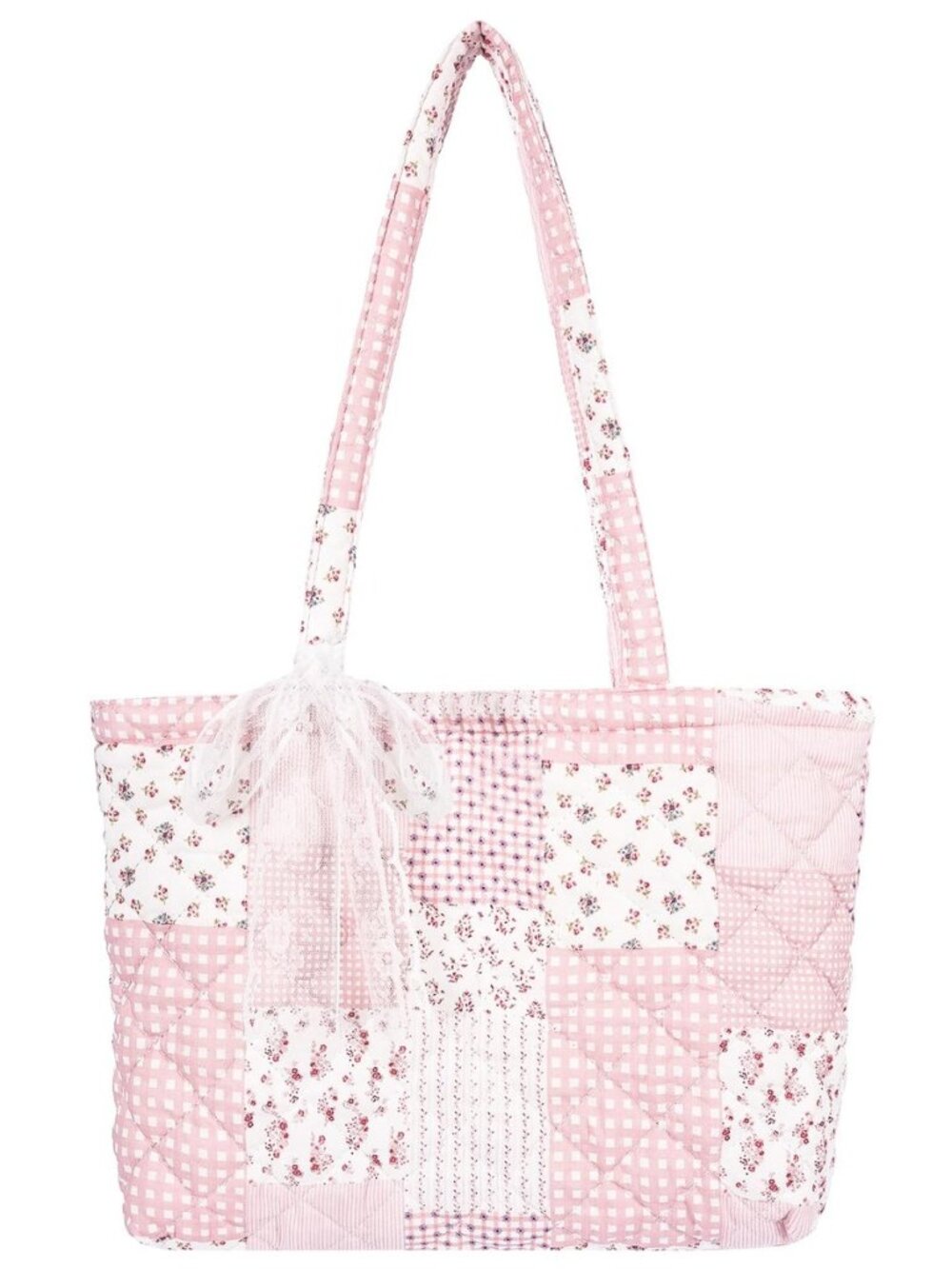 Quilted Small Tote Bag for Women, Lightweight Floral Shoulder Bag,Soft College